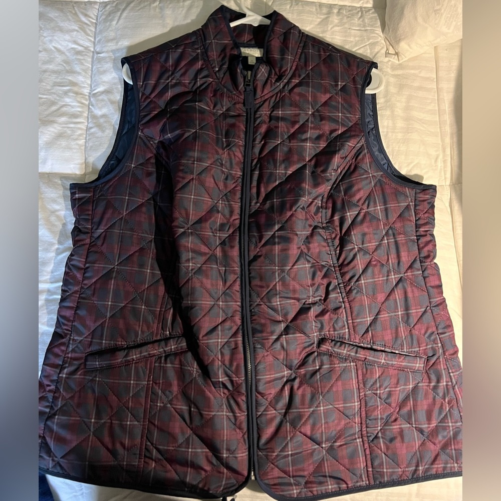 Talbots Quilted Vest - Blue/Purple Plaid Size 1x